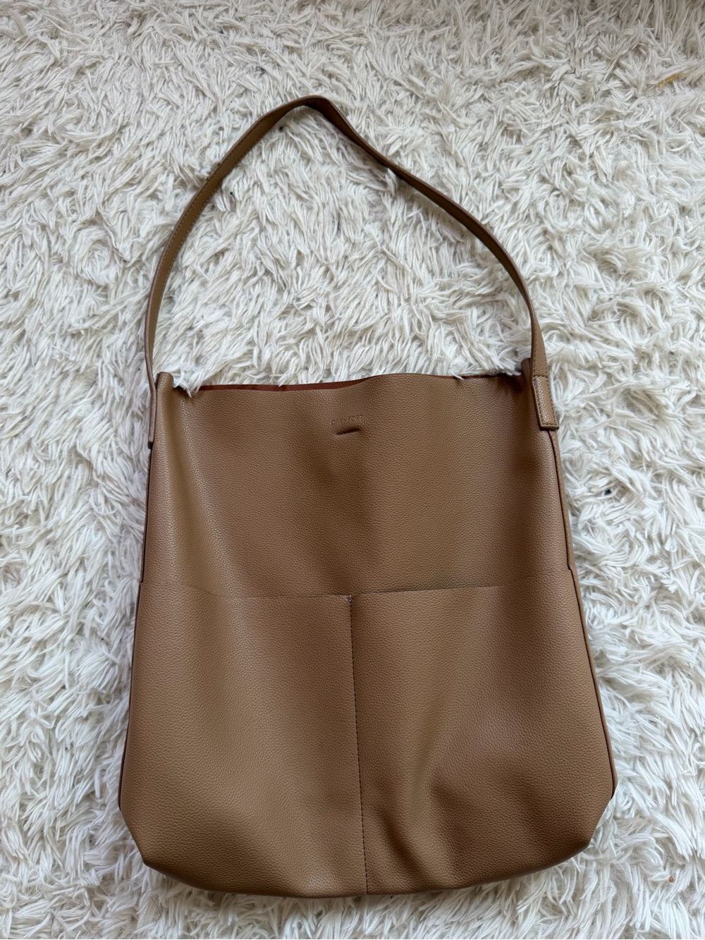 OAK + FORT Tan Pebbled Leather Shoulder Tote